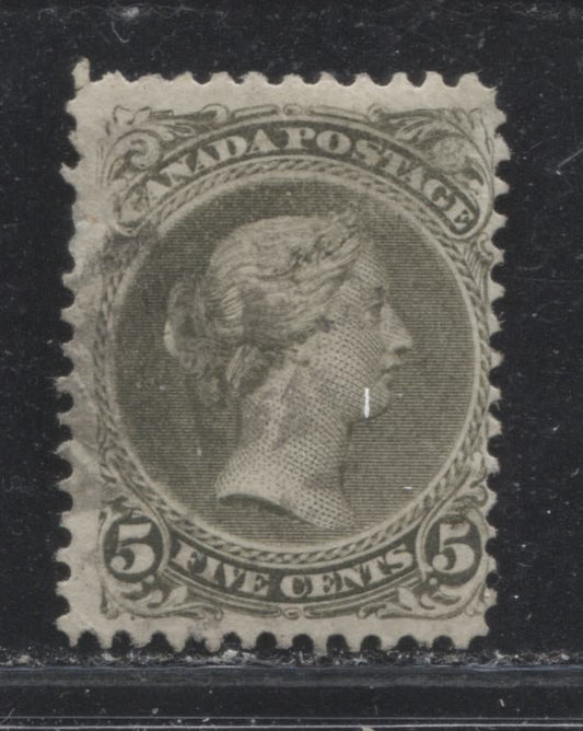 Lot 35 Canada #26iv 5c Olive Green Queen Victoria, 1868-1897 Large Queen Issue, A Very Good Used Single, Perf. 11.75 x 12