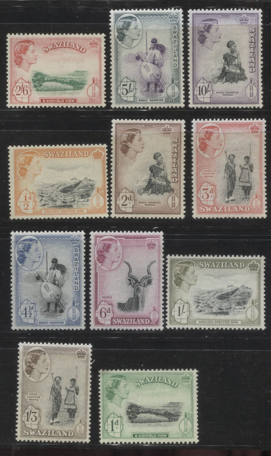 Lot 359 Swaziland SG#53-63 1/2d - 10/-, 1956-1961 Bradbury Wilkinson Pictorial Definitive Issue, A Primarily VF and All NH Short Set