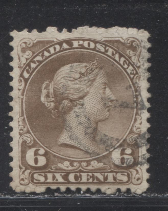 Lot 37 Canada #27 6c Dark Brown Queen Victoria, 1868-1897 Large Queen Issue, A Very Fine Used Single On Duckworth Paper #9b, Plate 2, Saint John #7 2 Ring Cancel