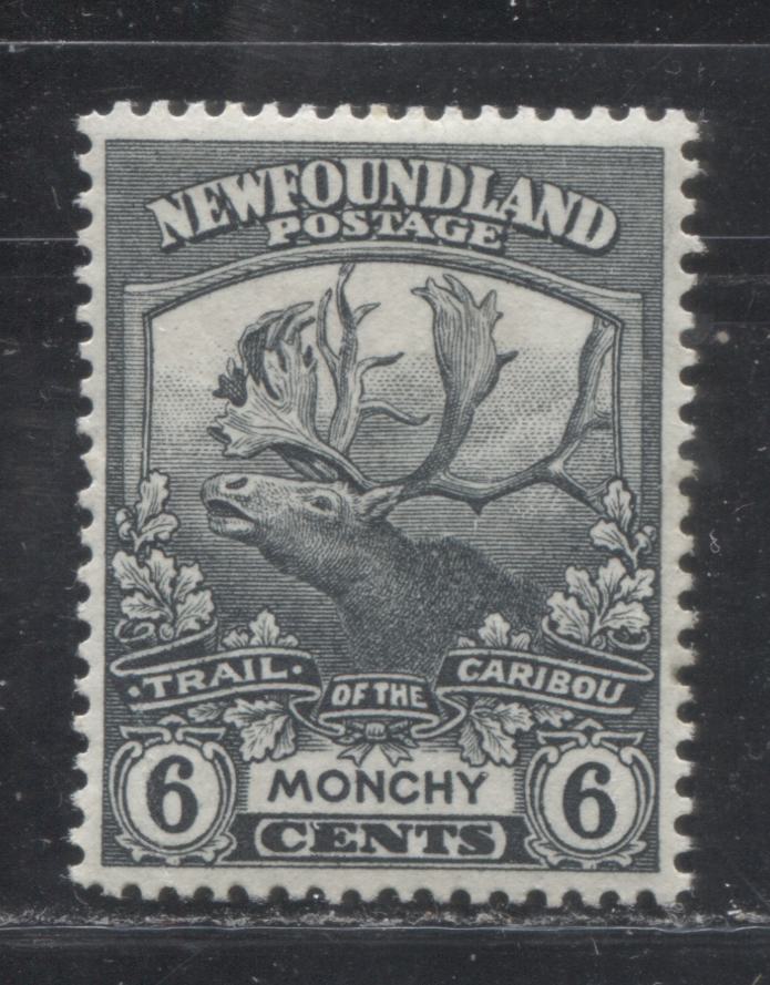 Lot 36 Newfoundland # 120 6c  Deep Grey Caribou & Monchy, 1919-1923 Trail of the Caribou Issue, A VFOG Example, Line Perf. 14.2 x 14