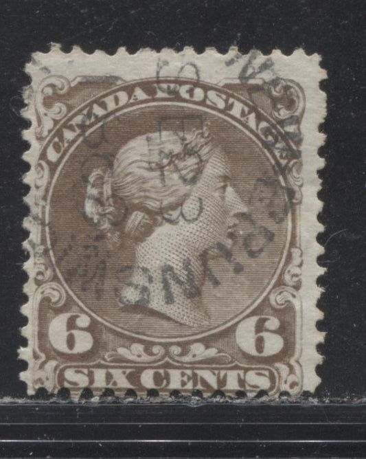 Lot 38 Canada #27 6c Dark Brown Queen Victoria, 1868-1897 Large Queen Issue, A Very Good Used Single On Duckworth Paper #4, September 23rd, 1868, NB Cancel