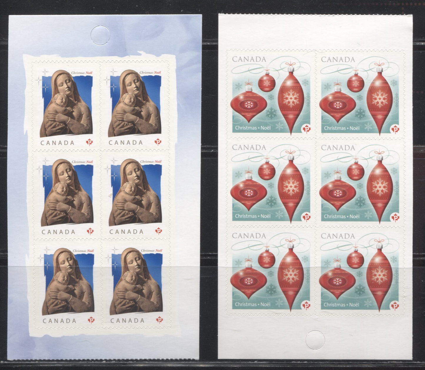 Lot 39 Canada #2412-2413 2010 Christmas Issue, VFNH Booklet Panes of 6