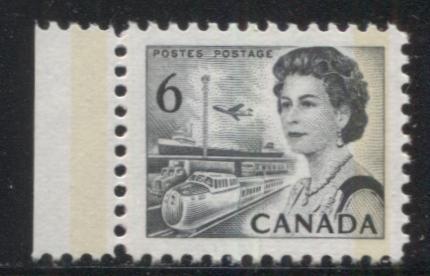 Lot 41 Canada #460fpii 6c Black Queen Elizabeth II, 1967-1973 Centennial Issue, A VFNH 3mm GT2 G2aC Tagged Single On LF-fl Horizontal Ribbed Paper, Die 1a, PVA Gum