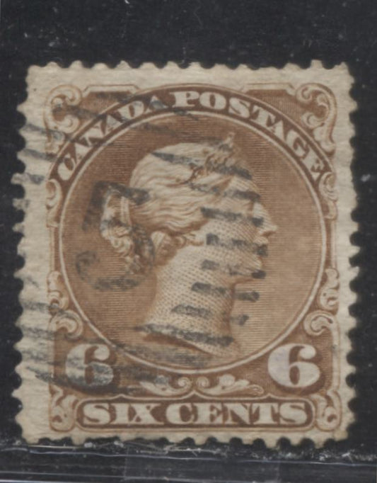 Lot 41 Canada #27a 6c Yellow Brown Queen Victoria, 1868-1897 Large Queen Issue, A Fine Appearing But Good Single, Plate 1, Perf 11.9 x 12, Hamilton 5 Cancel
