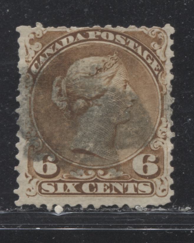 Lot 42 Canada #27a 6c Yellow Brown Queen Victoria, 1868-1897 Large Queen Issue, A Good Used Single, On Duckworth Paper #9b, Plate 1, Perf 12
