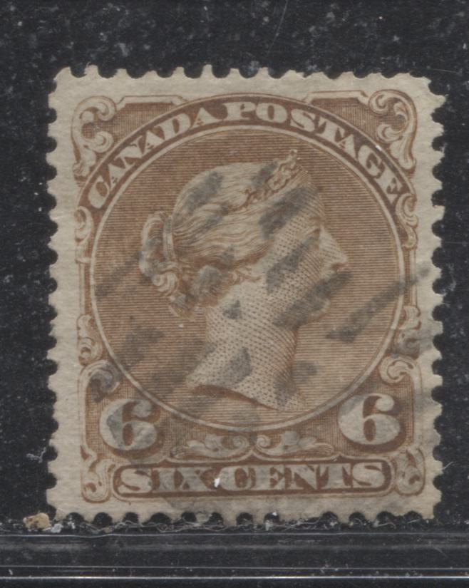 Lot 44 Canada #27a 6c Yellow Brown Queen Victoria, 1868-1897 Large Queen Issue, A Very Fine Used Plate 2 Single On Duckworth Paper #9b, Perf 11.9 x 12