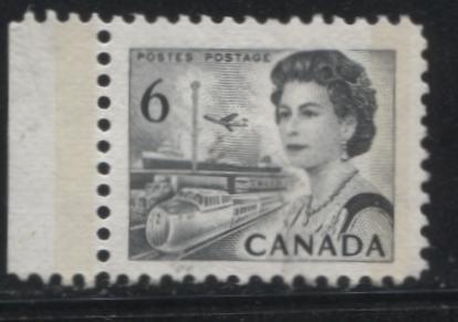 Lot 44 Canada #460fpiv 6c Black Queen Elizabeth II, 1967-1973 Centennial Issue, A VF Used 3mm G2aC Single On LF Horizontal Ribbed Paper, Die 1a, PVA Gum, T2 Tagging Error
