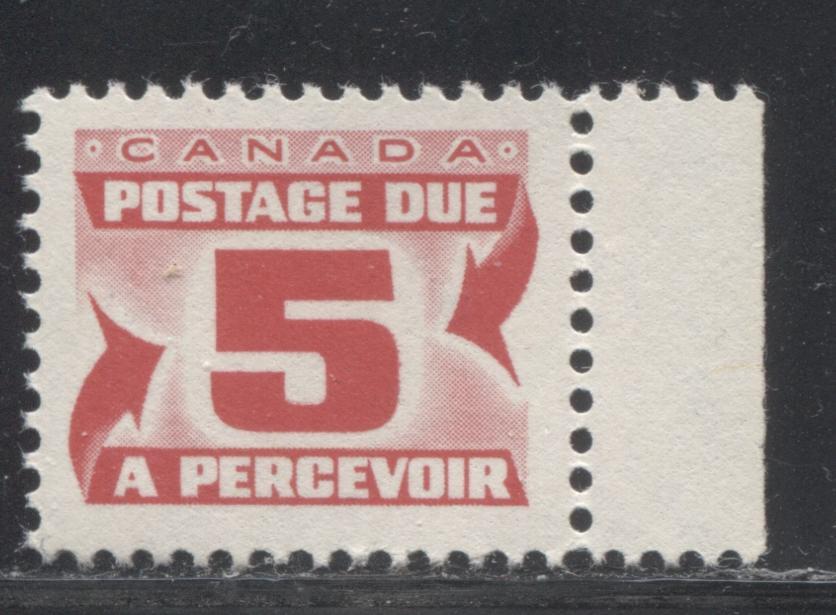 Lot 45 Canada #J32a 5c Carmine Rose 1969 Second Centennial Postage Due Issue, A VFNH Single On DF Grayish Paper With Smooth Crackly Dex Gum, Perf 12