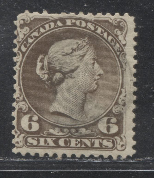 Lot 46 Canada #27f 6c Black Brown Queen Victoria, 1868-1897 Large Queen Issue, A Fine Used Plate 1 Single On Duckworth Paper #9b, Perf 12.1 x 12