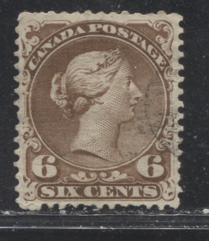 Lot 47 Canada #27v 6c Brown Queen Victoria, 1868-1897 Large Queen Issue, A Fine Used Plate 1 Single On Duckworth Paper #10, Perf 12