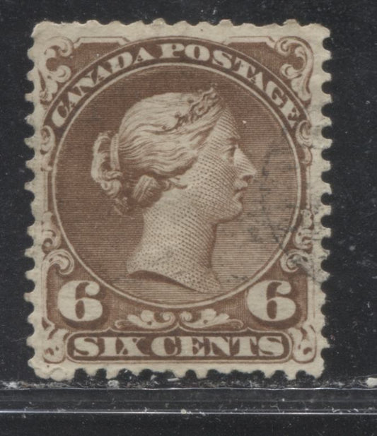 Lot 47 Canada #27v 6c Brown Queen Victoria, 1868-1897 Large Queen Issue, A Fine Used Plate 1 Single On Duckworth Paper #10, Perf 12