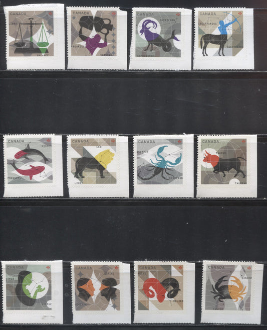 Lot 48 Canada #2449-2460 2011 Signs of the Zodiac Issue, A Complete Set of VFNH Booklet Singles