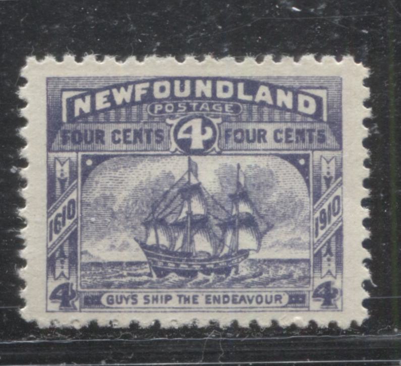 Lot 5 Newfoundland # 90 4c Chalky Blue Guy's Ship the Endeavour, 1910 John Guy Issue, A VFNH Example