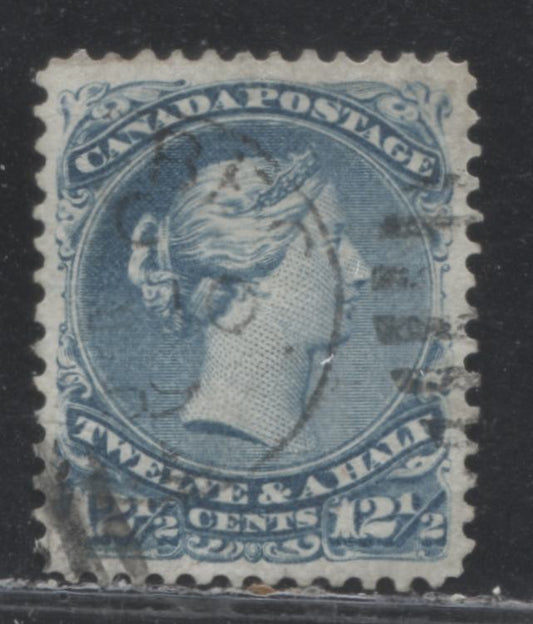 Lot 53 Canada #28iii 12.5c Blue Queen Victoria, 1868-1897 Large Queen Issue, A Very Fine Used Single On Soft White Blotting Paper (Duckworth #8), Perf 12.1 x 11.9