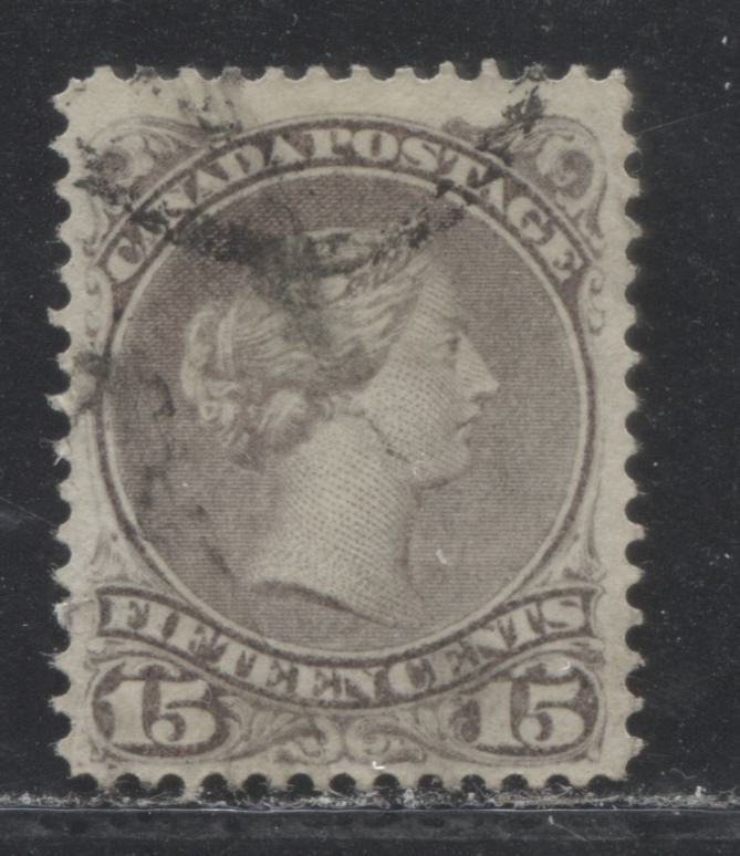 Lot 56 Canada #29 15c Violet Grey Queen Victoria, 1868-1897 Large Queen Issue, A Fine Used Single Second Ottawa Printing, Perf 12.1 x 12.2, Vertical Wove Paper
