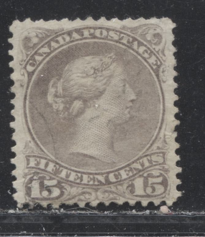 Lot 57 Canada #29a 15c Grayish Purple Queen Victoria, 1868-1897 Large Queen Issue, A Fine Used Single On Duckworth Paper #2, Perf 11.75 x 12