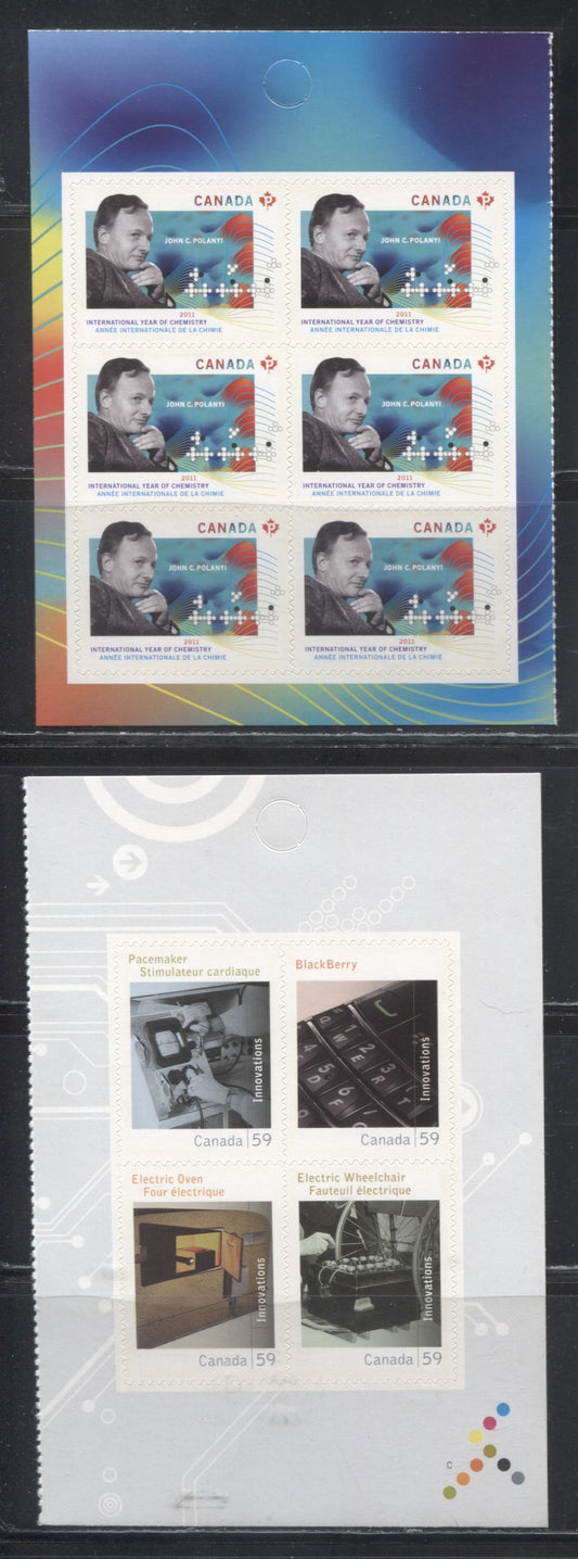 Lot 60 Canada #2488-2489 2011 Canadian Innovations and Year of Chemistry Issues, VFNH Booklet Panes