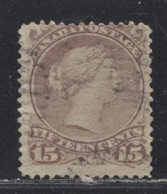Lot 61 Canada #29b 15c Red Lilac Queen Victoria, 1868-1897 Large Queen Issue, A Very Good Used Single On Duckworth Paper #4, Perf 12.1