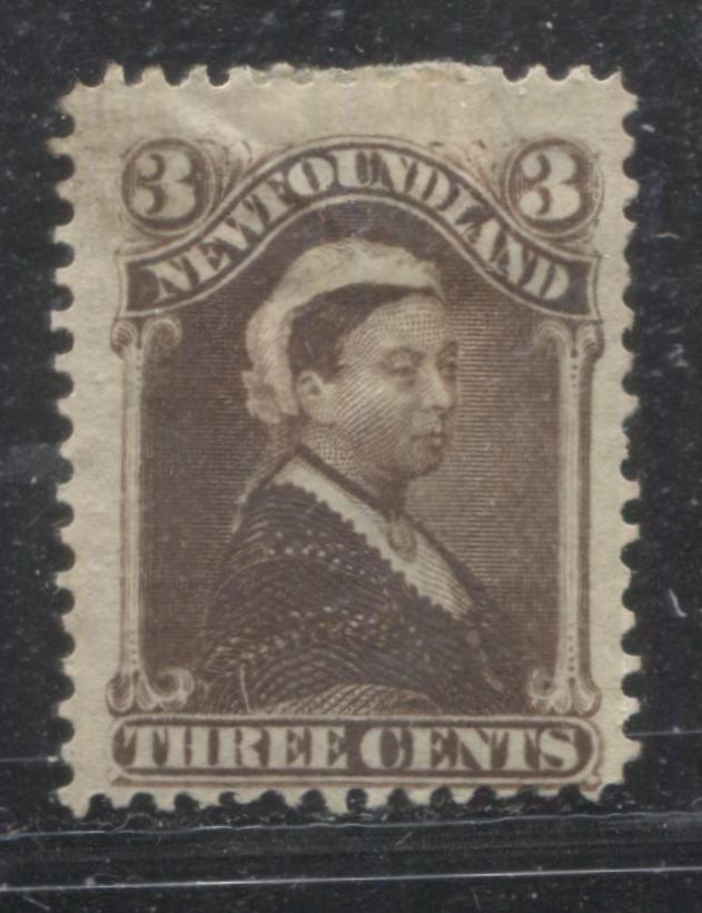 Lot 65 Newfoundland #51 3c Umber Brown Queen Victoria, 1887 Third Cents Issue, A Fine Appearing But Very Good OG Single On Vertical Wove Paper, Perf 12.2