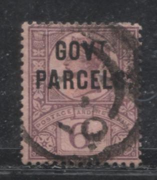 Lot 68 Great Britain SG#O66 6d Purple On Rose Red Queen Victoria, 1887-1901 Jubilee Issue, A Fine Used Single, Govt Parcels Overprint
