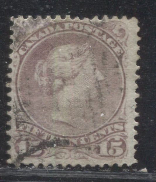 Lot 68 Canada #29e 15c Pale Red Lilac (Red Lilac) Queen Victoria, 1868-1897 Large Queen Issue, A Very Good Appearing but Good Used Single On Duckworth Paper #2, Perf 12.1 x 11.9