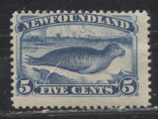 Lot 69 Newfoundland #55 5c Bright Blue Harp Seal, 1880-1896 Third Cents Issue, A Very Good OG Single On Vertical Wove Paper, Perf 12.1