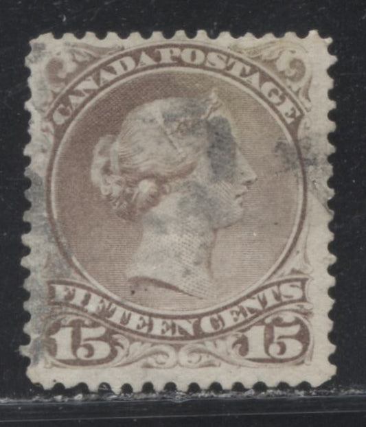 Lot 70 Canada #29e 15c Purple (Red Lilac) Queen Victoria, 1868-1897 Large Queen Issue, A Fine Used Single On Thin Soft White Paper (Duckworth #9b), Perf 12