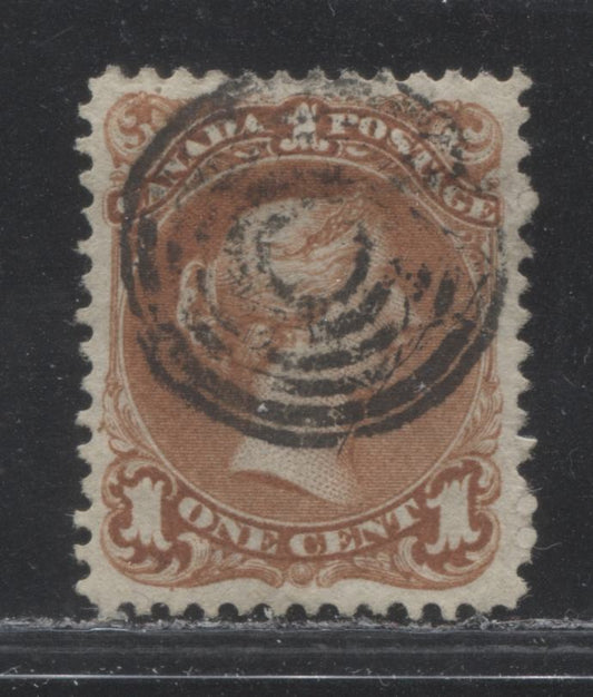 Lot 7 Canada #22b 1c Brown Red Queen Victoria, 1868-1897 Large Queen Issue, A Very Fine Used Single On Duckworth Paper #1, Perf 12 x 11.9