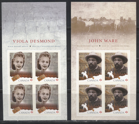 Lot 71 Canada #2520-2521 2012 Black History Month, A VFNH Booklet Panes of 4 on LF TRC Paper