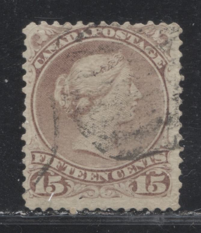 Lot 71 Canada #29e 15c Red Lilac Queen Victoria, 1868-1897 Large Queen Issue, A Very Good Used Single On Duckworth Paper #9b