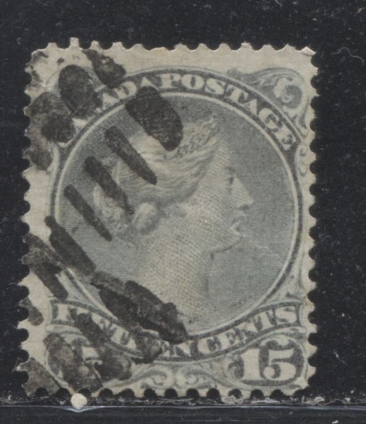 Lot 74 Canada #30 15c Greenish Gray (Gray) Queen Victoria, 1868-1897 Large Queen Issue, A Fine Appearing But Good Used Single, Perf 12.1, Vertical Wove Paper