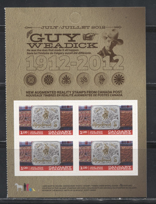 Lot 74 Canada #2548 2012 Calgary Stampede Issue, a VFNH Booklet Pane of 4 on DF TRC Paper, Only 225,000 Booklets Issued