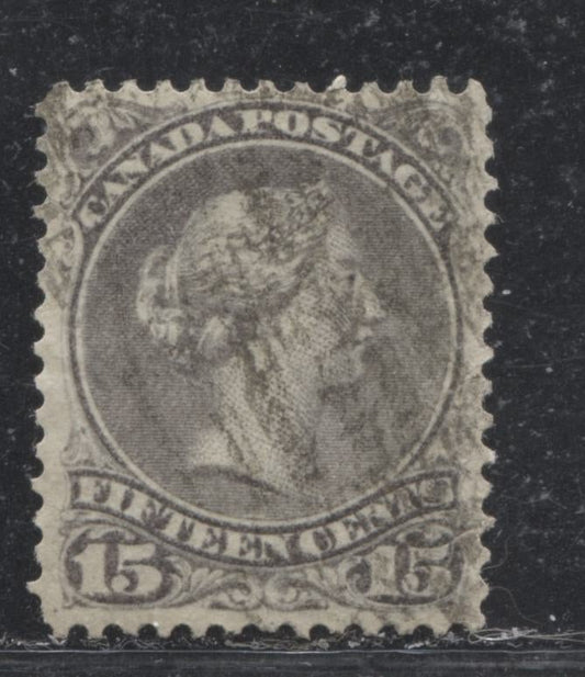 Lot 75 Canada #30 15c Deep Lilac Gray (Gray) Queen Victoria, 1868-1897 Large Queen Issue, A Fine Used Single On Thin Vertical Wove Paper From The Second Ottawa Printing, Perf 12.1 x 12.2