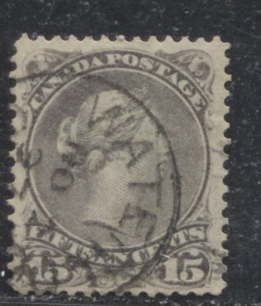 Lot 76 Canada #30 15c Lilac Gray (Gray) Queen Victoria, 1868-1897 Large Queen Issue, A Fine Used Single From The Second Ottawa Printing On Vertical Wove Paper, Perf 12.2 x 12.1