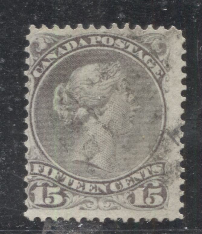 Lot 77 Canada #30 15c Lilac Gray (Gray) Queen Victoria, 1868-1897 Large Queen Issue, A Very Good Used Single From The Second Ottawa Printing On Vertical Wove Paper, Perf 12.2 x 12.1