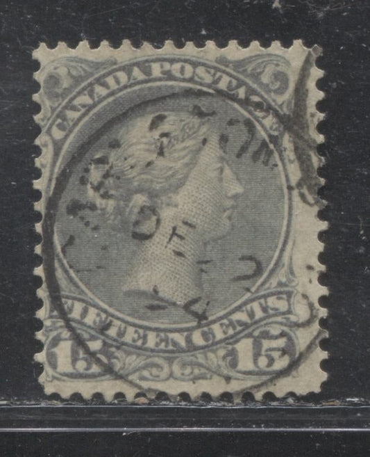 Lot 78 Canada #30 15c Bluish Gray (Gray) Queen Victoria, 1868-1897 Large Queen Issue, A Fine Used Single On Vertical Wove Paper From The Second Ottawa Printing, Perf 12.2 x 12