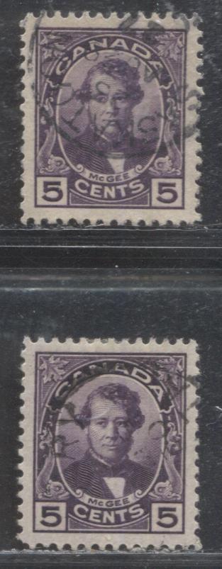 Lot 80 Canada #146 5c Blackish Purple D'Arcy McGee, 1927 Historical Issue, VF CDS Used Examples, Calgary & Saskatoon Cancels