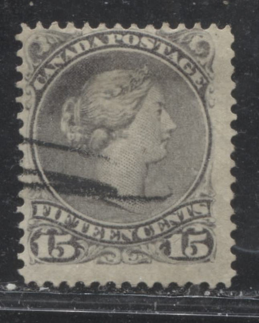 Lot 80 Canada #30 15c Deep Gray (Gray) Queen Victoria, 1868-1897 Large Queen Issue, A Fine Used Single On Vertical Wove Paper From The Second Ottawa Printing, Perf 12.1 x 12.2