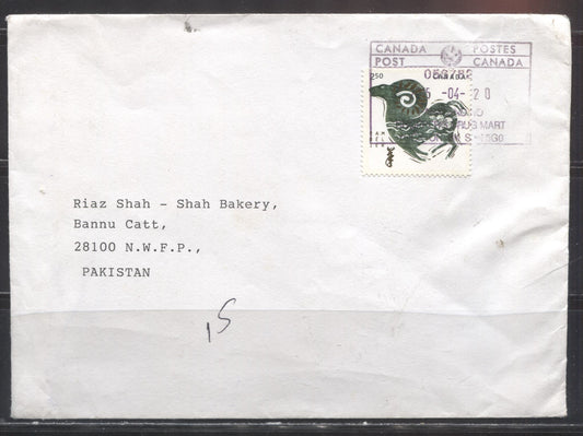 Lot 8 Canada #2803 2015 Year of the Ram, a Single Use of the $2.50 Booklet Stamp on 2015 Airmail Cover to Pakistan