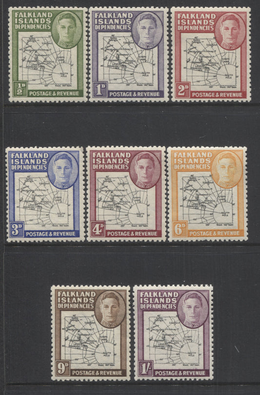 Lot 81 Falkland Islands Dependencies SG#G1-G8 1946-1949 King George VI Map Definitives, a Mostly VF and All NH Set of the Coarse Maps, SG. Cat 14.50 GBP = $24.94