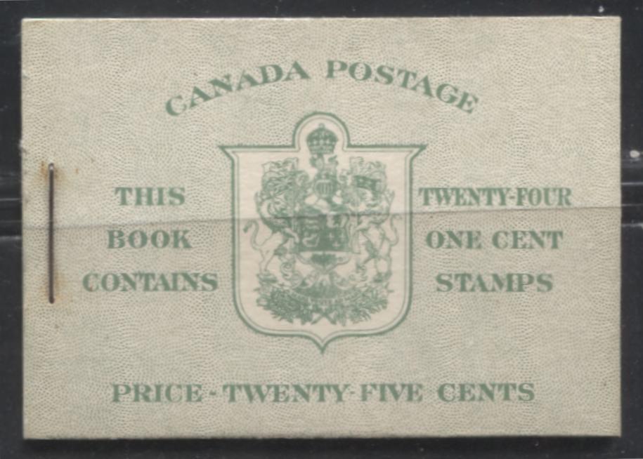 Lot 235 Canada #BK32d 1942-1949 War Issue, Complete English Booklet, 4 Panes of 1c Green, Vertical Wove, Harris Front Cover IIa, Back Cover Type Cai, 6c & 7c Rates