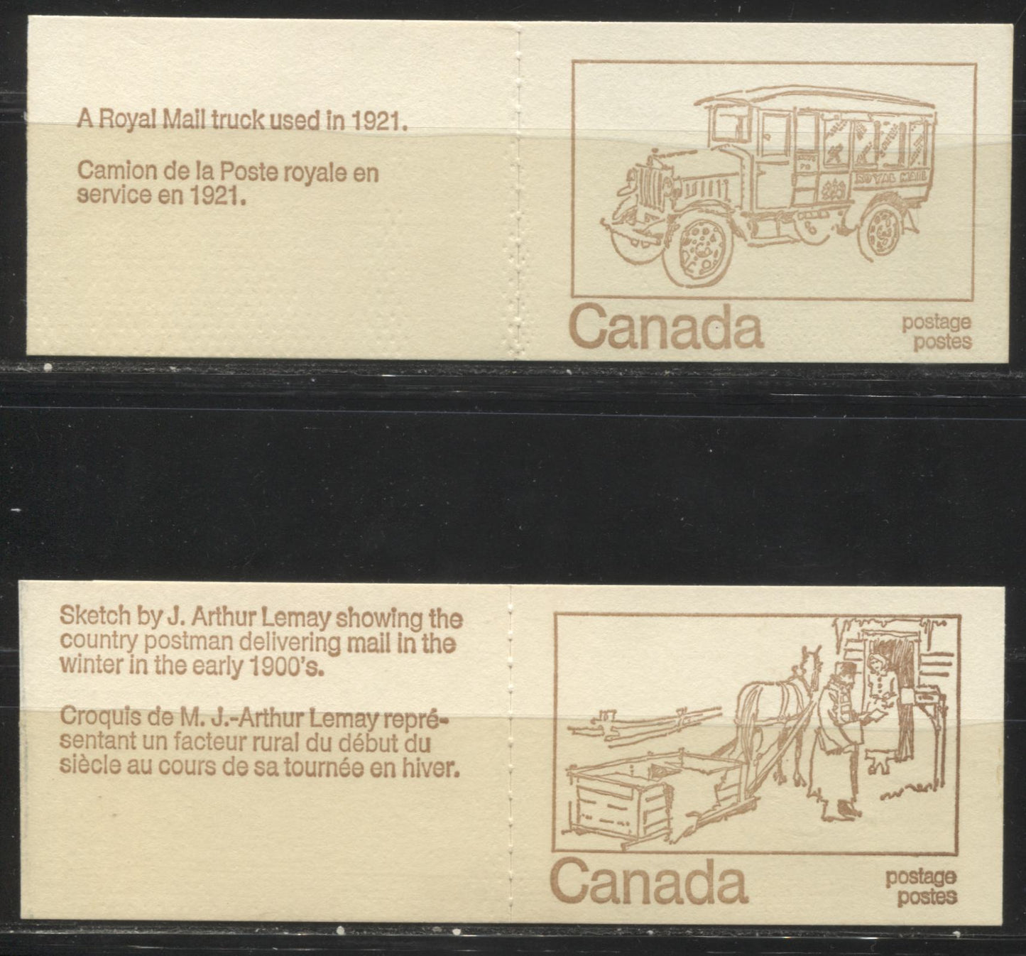 Lot #82 Canada McCann #BK69ag-ah 1c Purple Brown, 6c Black, And 8c Slate, 1967-1973 Centennial Issue, A Specialized Lot of Two 25c Booklets, Type 3 Covers Black Sealing Strip, HF-fl and MF-fl Paper, Settings C & B, OP-4 Tagging With 20 mm Spacing