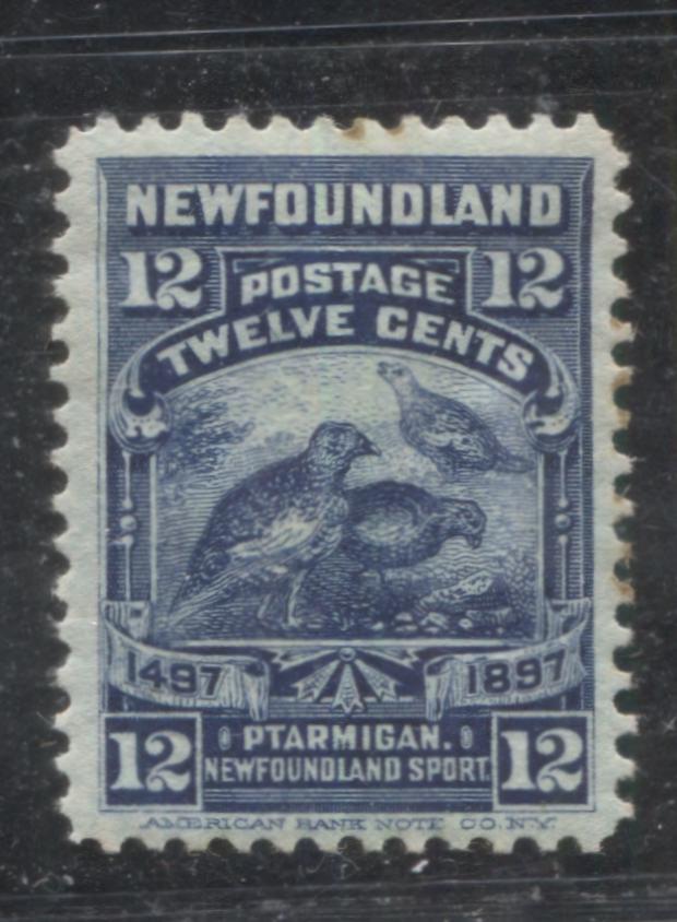 Lot 82 Newfoundland #69 12c Dark Blue Willow Ptarmigan, 1897 Discovery Of Newfoundland Issue, A VFOG Single