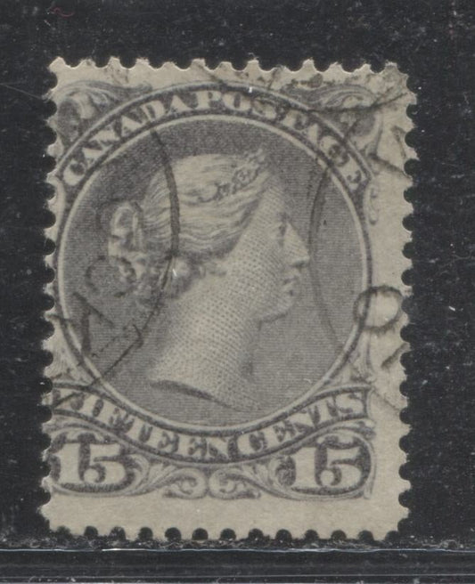 Lot 82 Canada #30 15c Deep Gray (Gray) Queen Victoria, 1868-1897 Large Queen Issue, A Very Good Used Single On Vertical Wove Paper From The Second Ottawa Printing, Perf 12.1