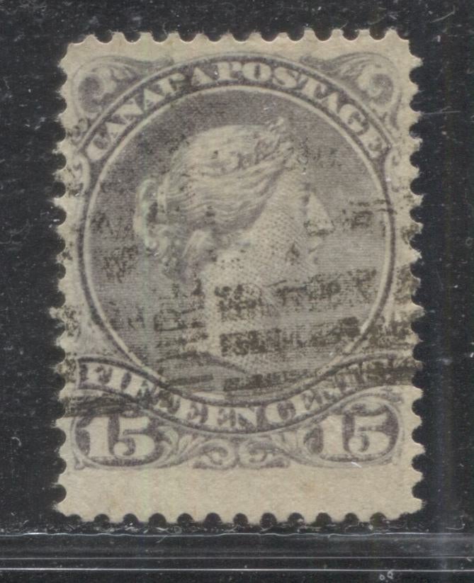 Lot 83 Canada #30 15c Lilac Gray (Gray) Queen Victoria, 1868-1897 Large Queen Issue, A Fine Used Single On Vertical Wove Paper From The Second Ottawa Printing, Perf 12.2 x 12.1