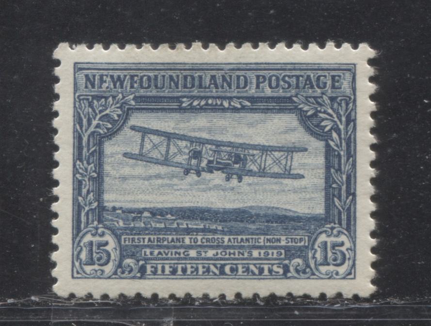 Lot 84 Newfoundland # 170 15c Grey Blue Airplane Crossing the Atlantic, 1929-1931 Re-Engraved Publicity Issue, A VFLH Example, Comb Perf. 13.7 x 13.6