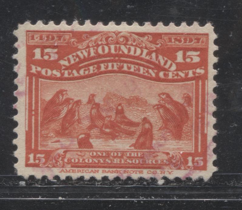 Lot 84 Newfoundland #70 15c Scarlet Seals, 1897 Discovery Of Newfoundland Issue, A Very Fine Used Single
