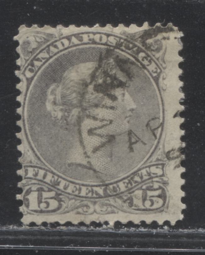 Lot 85 Canada #30 15c Gray Queen Victoria, 1868-1897 Large Queen Issue, A Good Used Single On Vertical Wove Paper From The Second Ottawa Printing, Perf 12.1, Small Tear At Top
