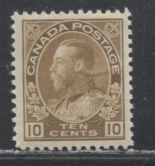Lot 85 Canada #118 10c Brownish Ochre (Bistre Brown) King George V, 1911-1924 Admiral Issue, A VFOG Single With A Retouched Frameline, Dry Printing