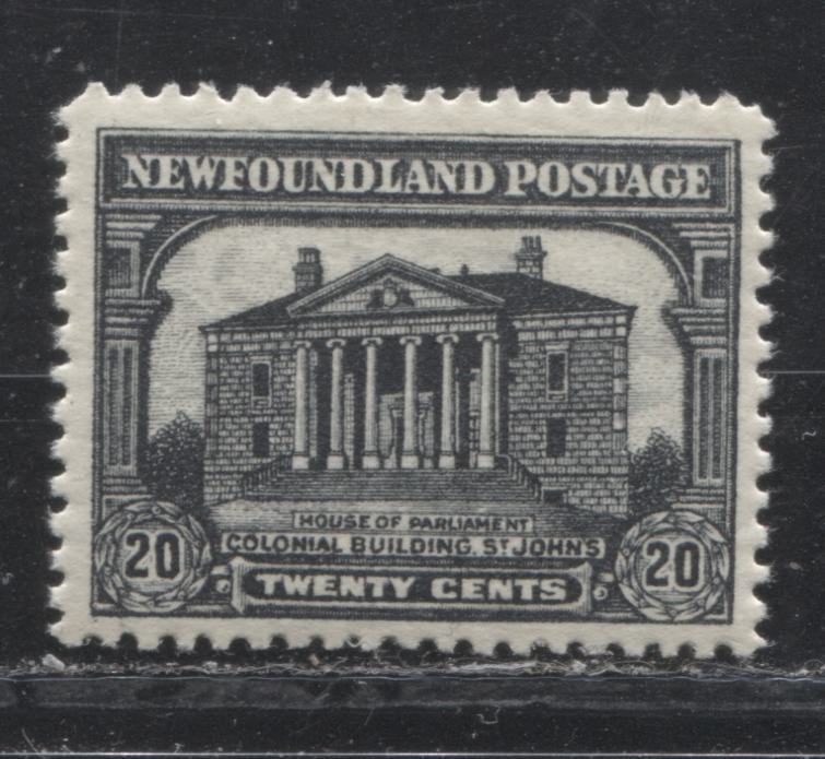 Lot 86 Newfoundland # 171 20c Black Colonial Building, 1929-1931 Re-Engraved Publicity Issue, A Fine NH Example, Line Perf. 14 x 13.9